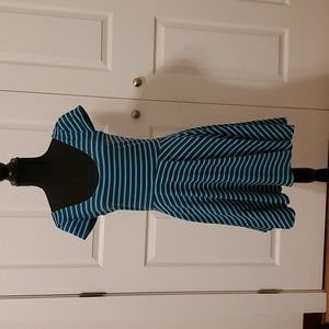 Super Cute Lauren Conrad Black and Blue Stripped Dress Size M